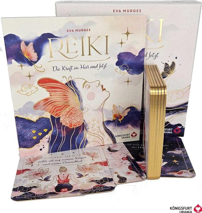 Immagine prodotto Reiki – Die Kraft im Hier und Jetzt: 32 Achtsamkeitskarten mit Goldfolie und Goldschnitt (Tedesco, Eva Murges, 2024)
