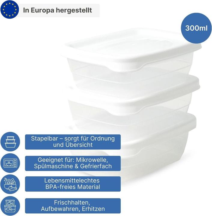Image du produit Hobby 3er-Set Aufbewahrungsdosen Frischhaltedosen Vorratsdosen Stapeldosen (0.30 l)