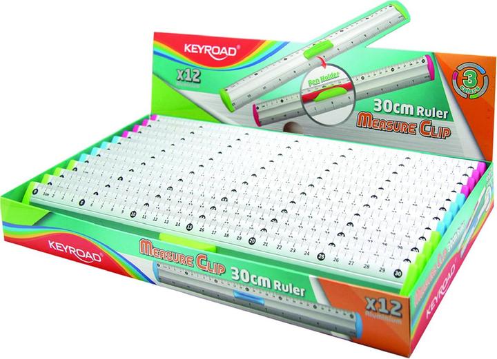 Immagine prodotto Keyroad Righello con portametro, 30 cm, confezionato in espositore, colori misti (300 mm)