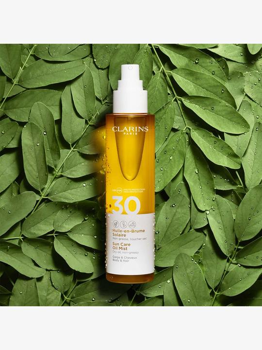 Actual product image Clarins Sun - Huile-en-Brume Solaire Corps & Cheveux SPF30 (Sun cream face, SPF 30, 150 ml, 190 g)