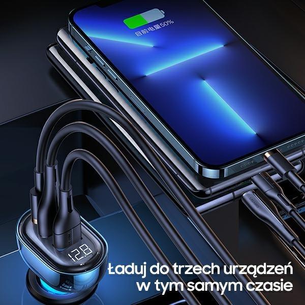 Produktbild Usams Ład. sam. 1xUSB-C 2xUSB-A 125W Fast Charge transparent black CC158CC01 (US-CC158)