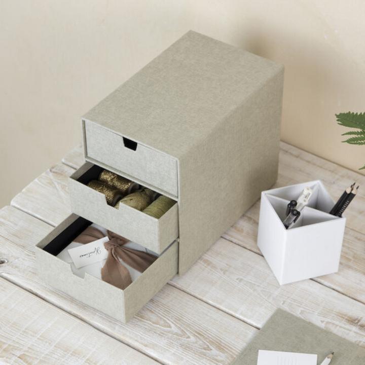 Produktbild Bigso INGRID Schubladenbox 3 Fächer Linnen Canvas