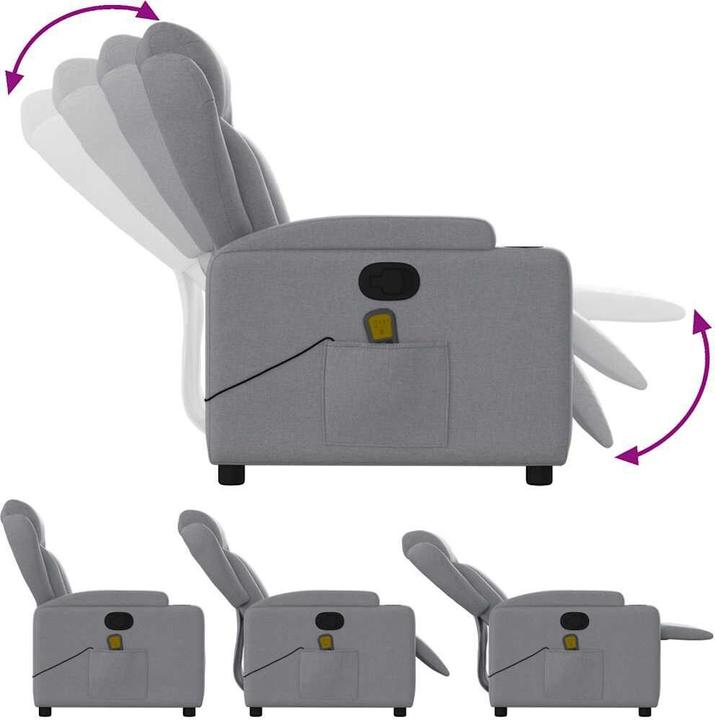 Immagine prodotto VidaXL Sedia da massaggio in tessuto grigio chiaro,Colore: Grigio chiaro,Materiale: Tessuto