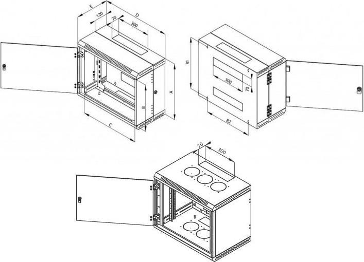 Image du produit Triton RBA-04-AD2-CAX-A1 - Répartiteur mural 19", en deux parties, 4 UH, 295 mm de profondeur (4 HE, Rack 19 pouces)