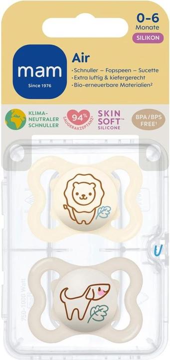 Produktbild MAM Air Silikon Schnuller, 2 Stück, 0-6 Monate (2 x, bis 6 Monate)