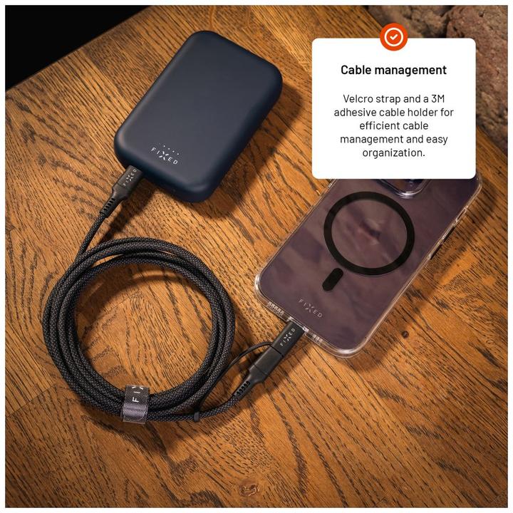 Actual product image Fixed Braided Cable USB-C/USB-C, Lightning Adapter, 1.2m, MFi, PD 60W, gray (1.20 m, USB 3.2 Gen 1, 60 W)