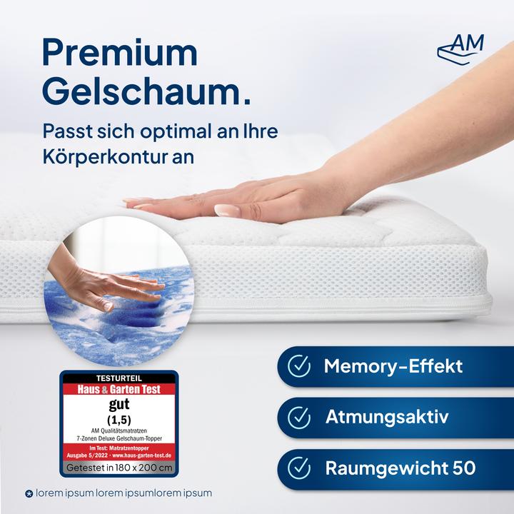 Produktbild AM Qualitätsmatratzen 7-Zonen Deluxe Gelschaum (180 x 200 cm)