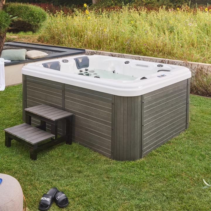 Produktbild Home Deluxe Outdoor Whirlpool GARDEN, 51 Massagedüsen, Beleuchtung, Treppe und Thermoabdeckung, 2 Personen