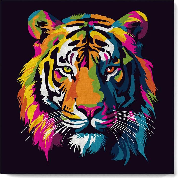 Figured'Art Mini Malen nach Zahlen mit Rahmen - Abstrakter Pop Art Tiger