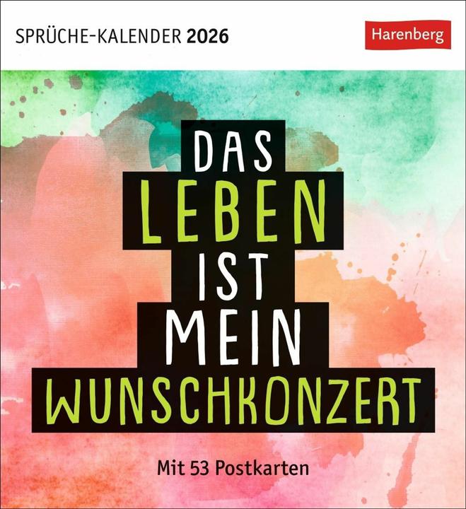 Produktbild Harenberg Positive-Sprüche-Kalender Postkartenkalender 2026 - Mit 53 Postkarten (Deutsch)