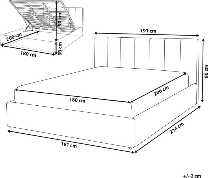 Produktbild Beliani Bett Kunstleder grau mit Bettkasten hochklappbar 180 x 200 cm DREUX (180 x 200 cm)