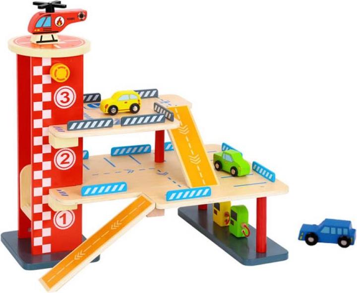 Tooky Toy Wooden car park TL698, 22-pcs.