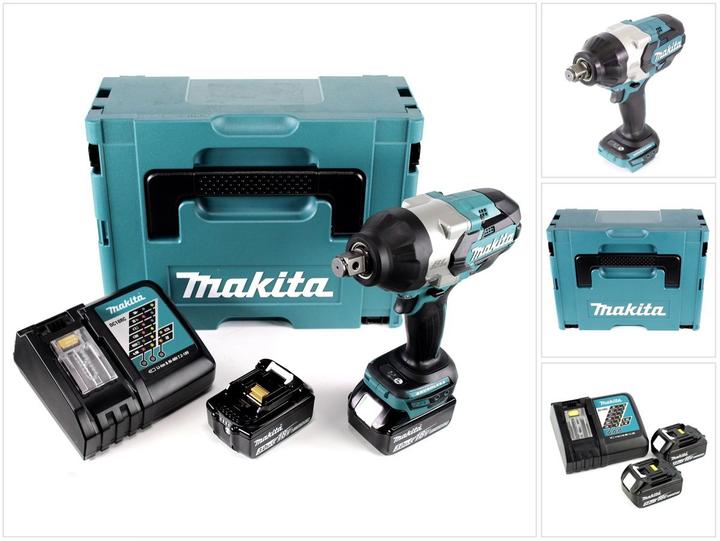 Actual product image Makita DTW 1001 RFJ Battery Impact Wrench 18V 3/4" 1050Nm Brushless + 2x Battery 3.0Ah + Charger + Mak (Rechargeable battery operated)