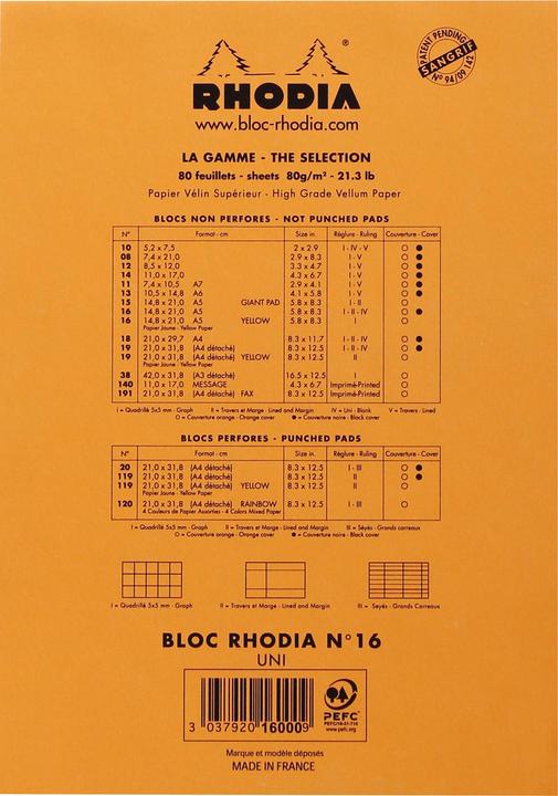 Nutritional values and ingredients Rhodia Basics (A5, Plain)