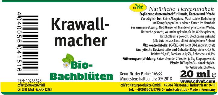 Produktbild cdVet Bio-Bachblüten Krawallmacher (Adult, 1 Stk., 60 g)