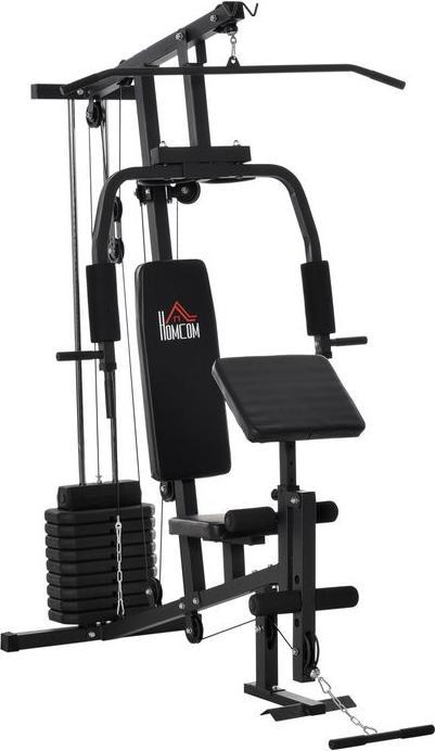 Produktbild Swisshandel24 Gym Kraftstation Fitnessstation Multigym Fitnesscenter Fitnessgerät inkl. Gewichten mit Rollenpolste