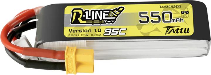 Image du produit Tattu R-Line 550mAh 7.4V 2S1P 95C Lipo Battery (7.40 V, 550 mAh)
