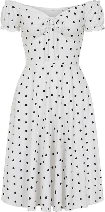 Collectif Damenkleid 50er, Sasha Polka Flared, weiss/schwarz (38)