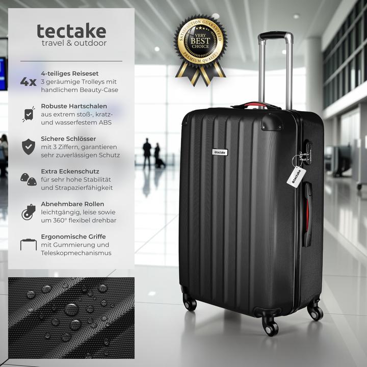 Immagine prodotto tectake Set di valigie rigide Cleo 4 pezzi con valigetta (95 l, L (90 - 115l))