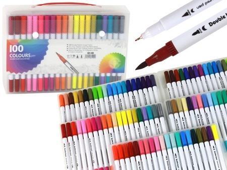 Lean Toys Doppelseitige Marker im Organizer, 120 Farben (Multicoloured, 120 x)