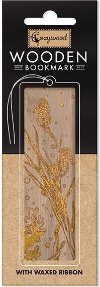 Actual product image Cozywood Lesezeichen aus Holz, Gold, Seepferdchen