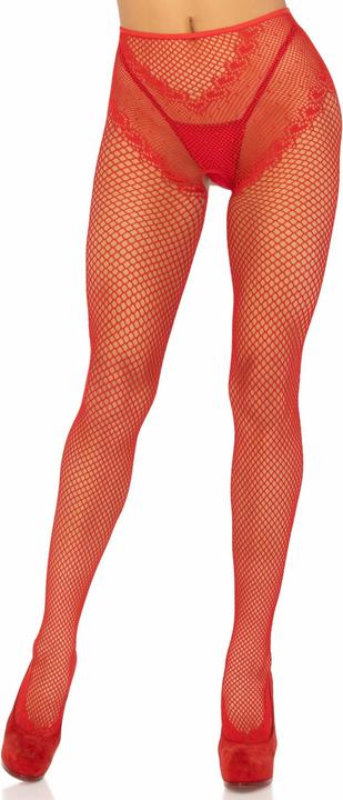 Produktbild Leg Avenue Netzstrümpfe Mit Schrittfreiem Stiefel Rot (One Size)