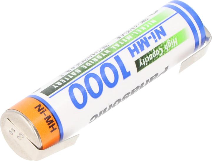 Actual product image Panasonic Battery BK-4HGAE Micro AAA HR-4U with solder tag U-shape (AAA, 1000 mAh)