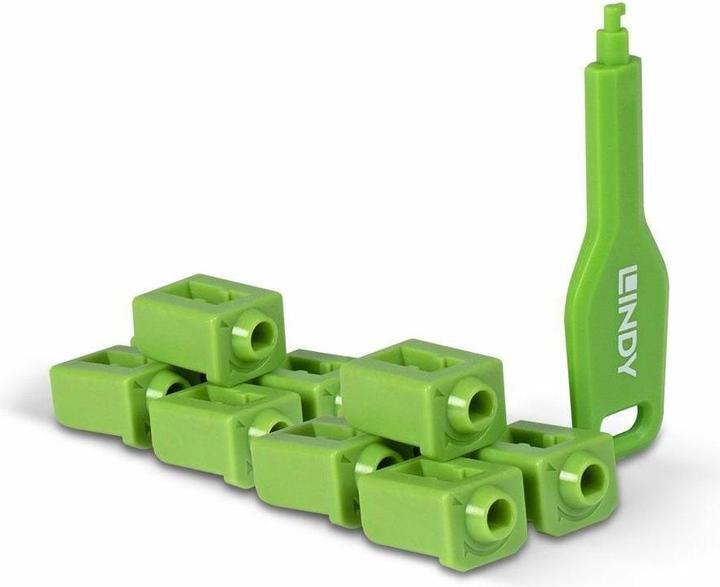 Lindy Verrous de port SFP vert 10 pcs+ 1 clé