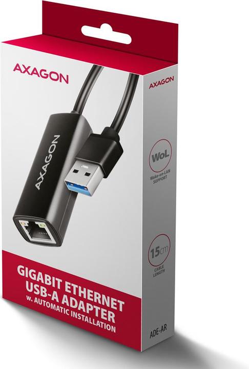 Actual product image Axagon ADE-AR, USB-A 3.2 Gen 1 - Gigabit Ethernet s????ov?? karta, Realtek 8153, auto instal (USB 3.0, RJ45 Gigabit Ethernet (1x))