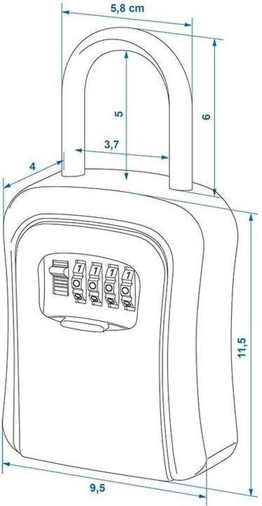 Actual product image ProPlus Key safe with number combination with metal U-bolt