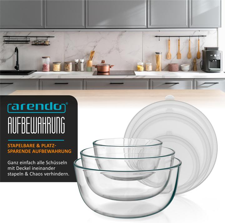 Produktbild Arendo Salatschüssel 3er Set mit Deckel (27 cm, 4.40 l, 3 x)