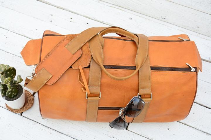 Produktbild Only-Bags.Store Leder Reisetasche, Duffle Gepäck Reisetasche, Wochenendtasche