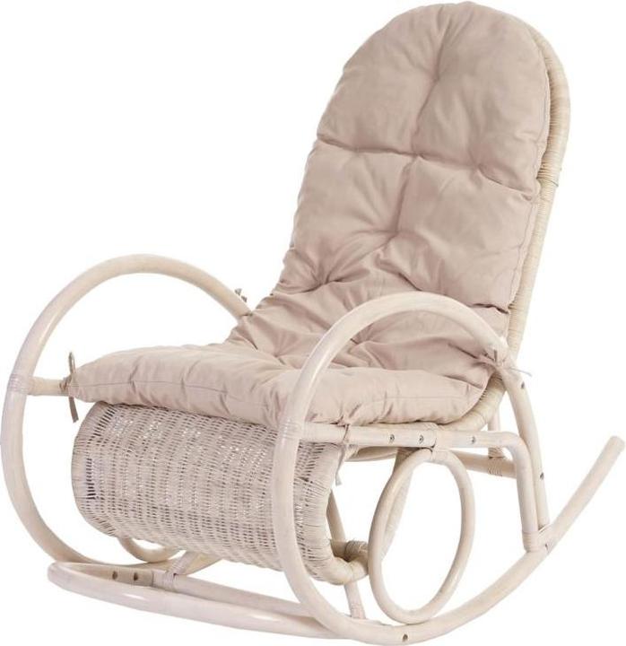 Produktbild Swisshandel24 Schaukelstuhl, Schwingsessel Rattansessel, weiss - Auflage creme
