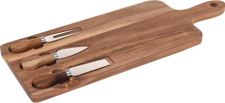 Actual product image Excellent Houseware Cutting board Great household utensils for serving, wooden with knives 42 x 15.5 cm