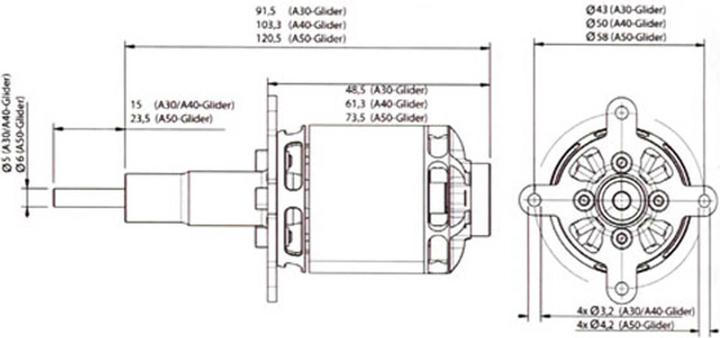 Image du produit Hacker Moteur électrique A40-10L V2 14-Pole Glider 500 tr/min/V