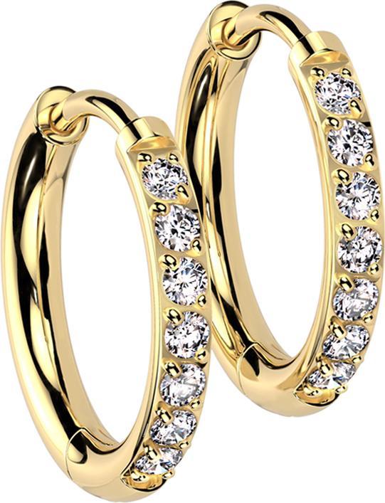 Actual product image Star Piercing Earring gold-plated crystals silver (without brass, Titanium G23)