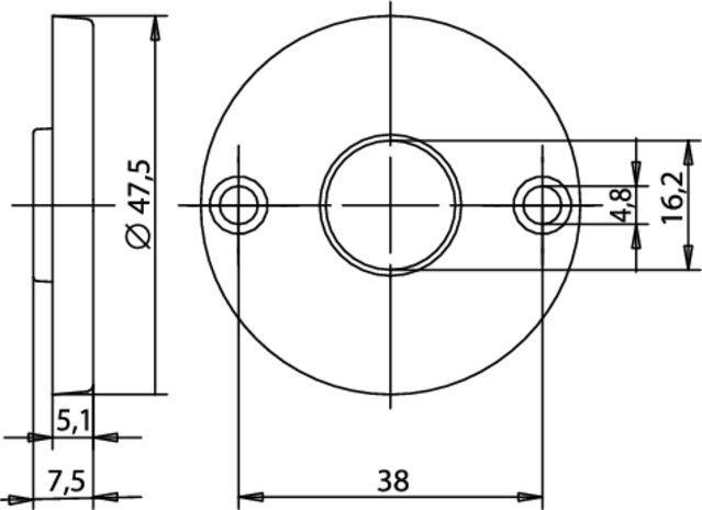 Produktbild Mega Drückerrosette 34.130 vernickelt matt 47x5,1mm (Türrosette)