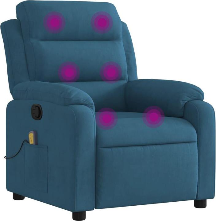 Produktbild VidaXL Massagesessel Fernsehsessel Relaxsessel Sessel Liegesessel Blau Samt