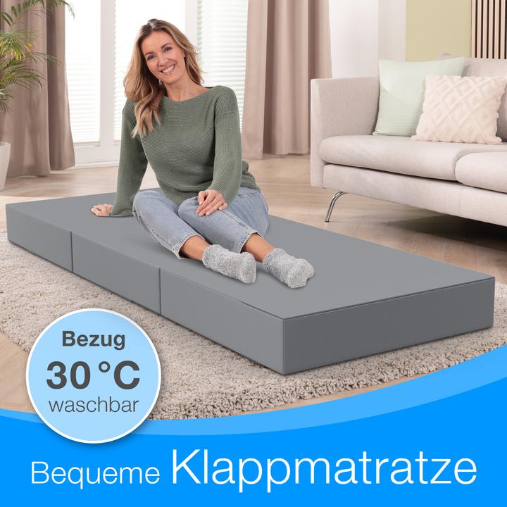 Produktbild Bestschlaf Klappmatratze, 3-teilige Faltmatratze, Reisebett, Gästematratze (90 x 200 cm, Schaumstoffkern)