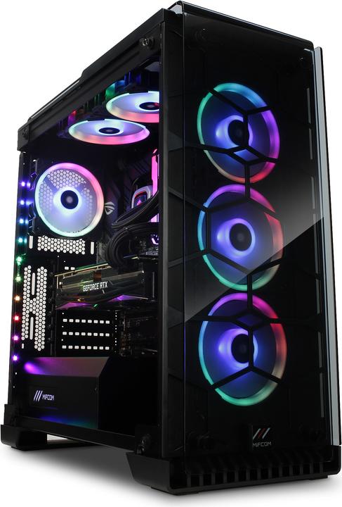 Produktbild Mifcom Spectrum RTX2080Ti Core i9 Ultimate (Intel Core i9-9900K, 32 GB, 1000 GB, GeForce RTX 2080 Ti)