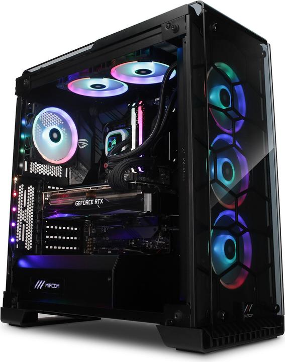 Produktbild Mifcom Spectrum RTX2080Ti Core i9 Ultimate (Intel Core i9-9900K, 32 GB, 1000 GB, GeForce RTX 2080 Ti)