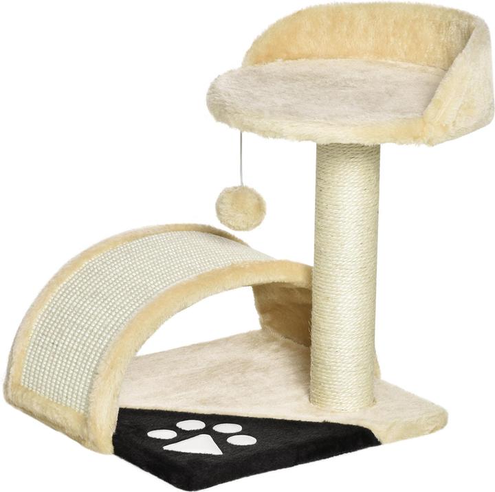 Produktbild PawHut Katzenbaum mit Plüsch (46 cm, Beige)