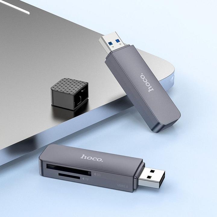 Produktbild Hoco Headphone with microphone card reader 2in1 USB A 3.0 HB45 metal gray (USB 3.0)
