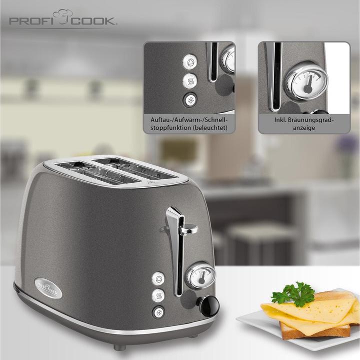 Actual product image Proficook Toaster PC-TA 1193 Anthracite / Stainless Steel