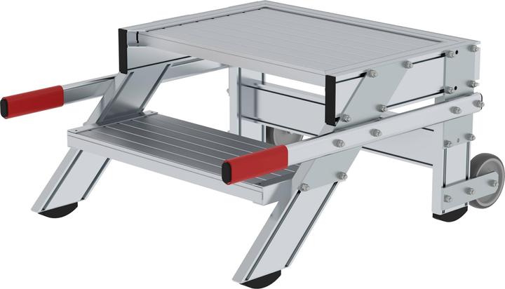Produktbild Munk Arbeitspodest fahrbar, Stufenbreite 600 mm, Aluminium geriffelt 2 Stufen (Gerüst, 88.50 cm)