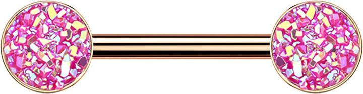 Produktbild Star Piercing Barbell rosegold mit Druse Stein pink (Chirurgenstahl 316L)