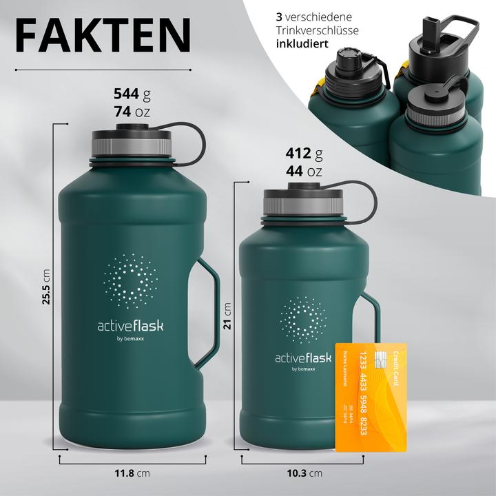 Produktbild BeMaxx Active Flask Trinkflasche, Single-Wall, 2200ml (2.20 l)