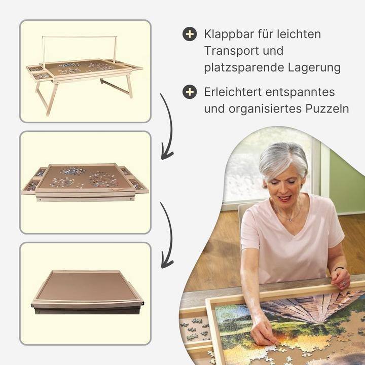 Actual product image Hermex Puzzle table with LED strip and pull-outs