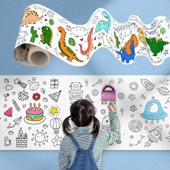 Immagine prodotto Activity Board Rotolo da disegno per bambini carta adesiva per riempire i graffiti rotolo di carta da colorare per