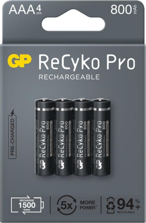 GP Batteries GP Nab??jec?? bat. ReCyko Pro AAA (HR03) - 4ks (4 Stk., AAA, 800 mAh)